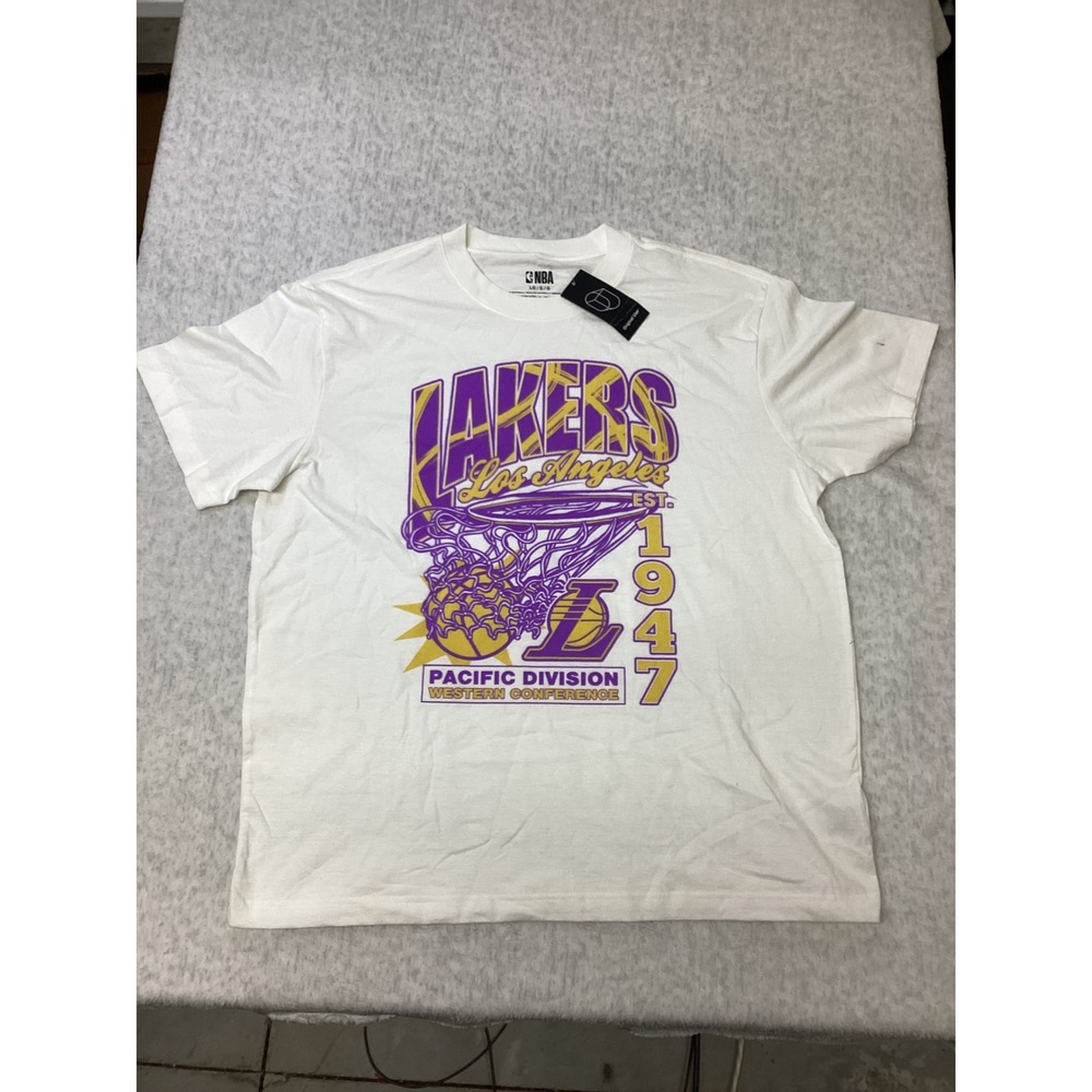NBA Los Angeles Lakers Graphic T-Shirt Mens Large White Original Use New